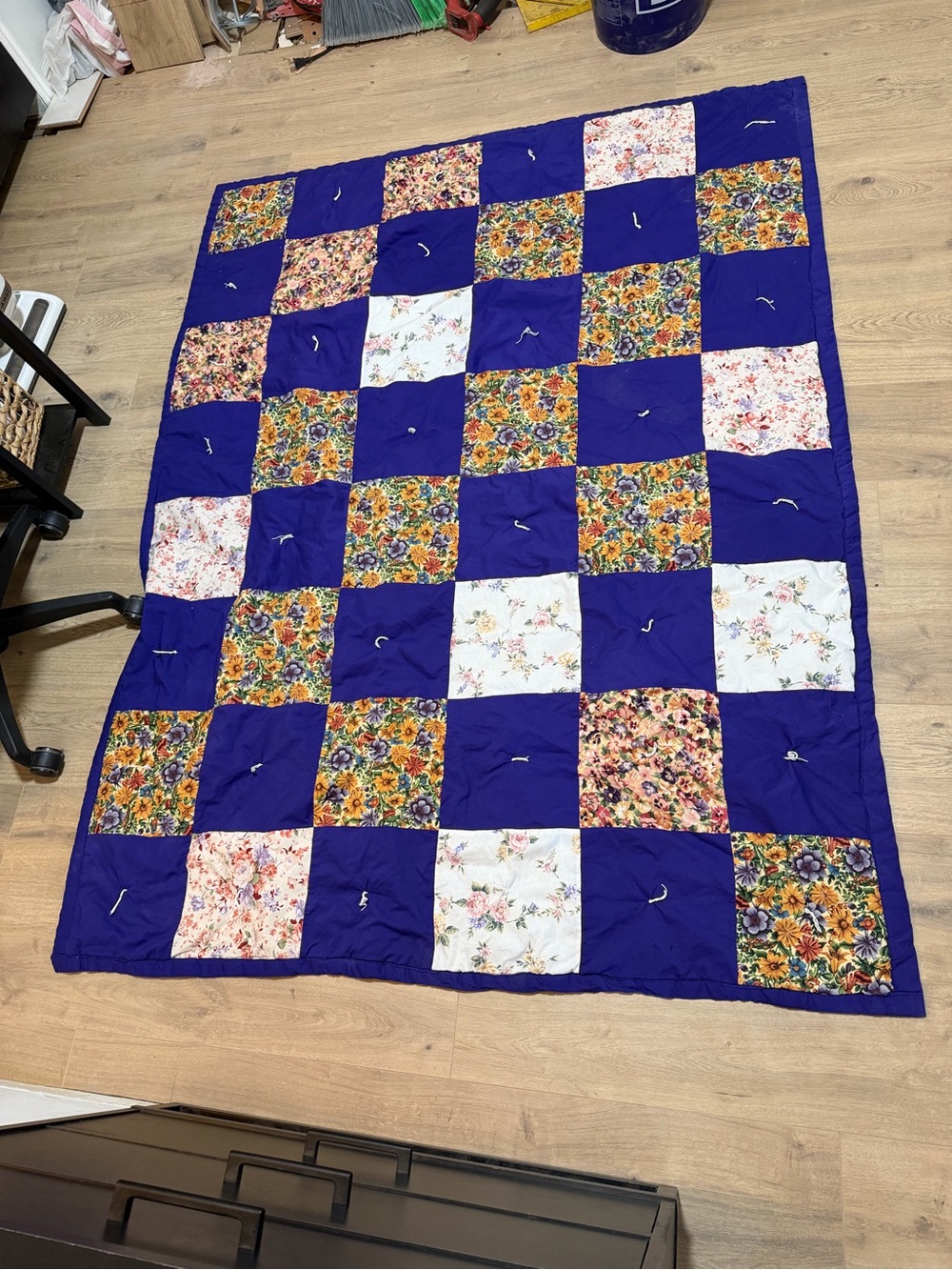 Handmade Patchwork Quilt - Purple Floral Design